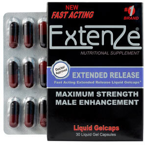 Extenze pills covered by box